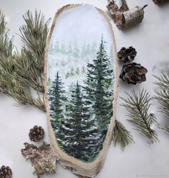 Живопись на срезе дерева