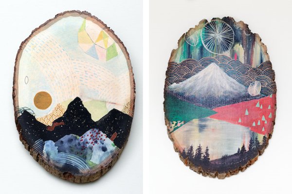 Горы на срезе дерева