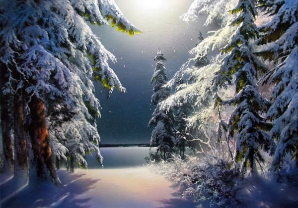 Художник Юшкевич Виктор Викторович зимний пейзаж