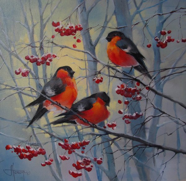 Художник Сергей боев Снегири