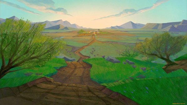 Воздушная перспектива горы акварель