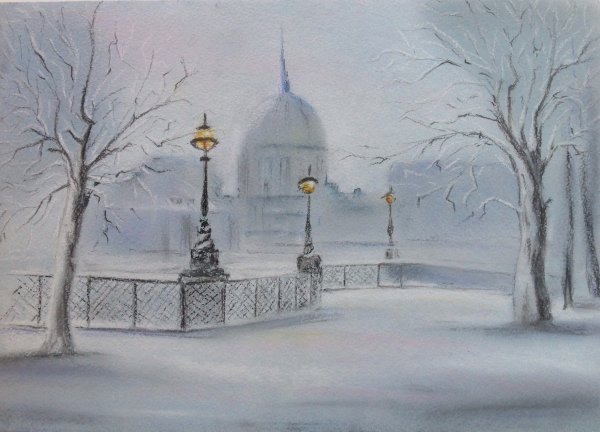 Зимние зарисовки пастелью