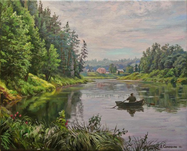 «Летний пейзаж с рекой» (1870 г.). Каменев