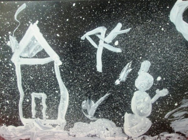 Зимний пейзаж рисование в подготовительной группе