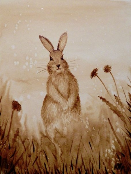 Зайчик акварель