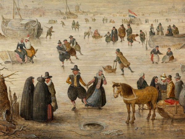 Питер брейгель зимний пейзаж с конькобежцами