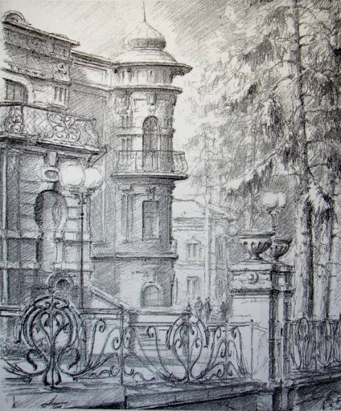 Городской пейзаж в графике