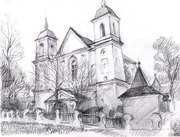 Зарисовки архитектуры карандашом