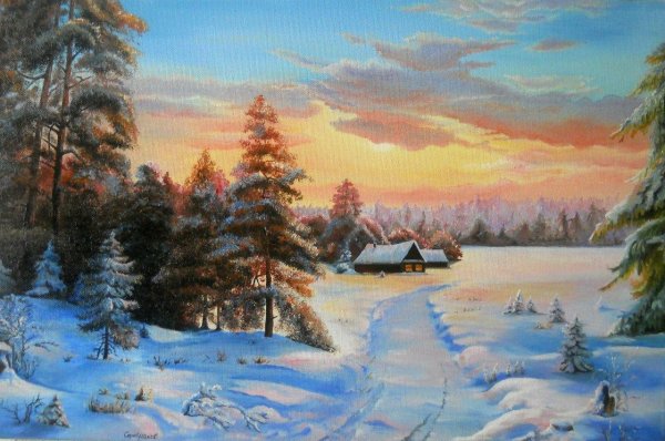 Шишкин зима картина для дошкольников