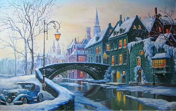 Томас Кинкаде город зима