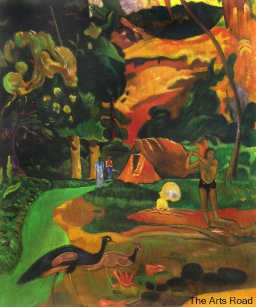 Поль Гоген – пейзаж с павлинами, 1892