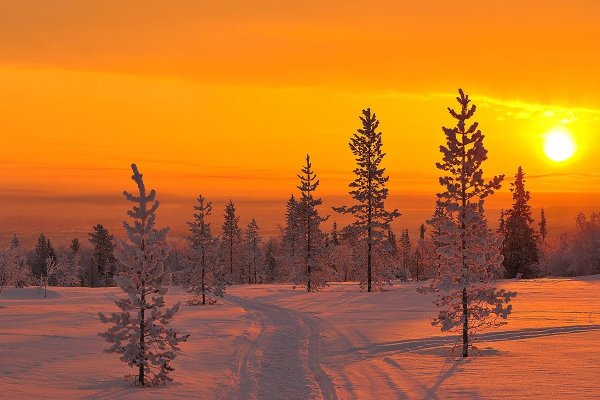 Зима Север закат