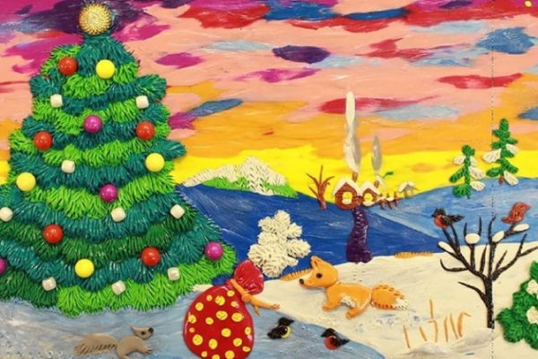 Пейзаж в технике пластилинографии