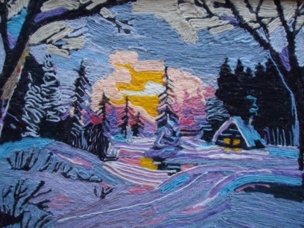 Картина пластилином на картоне зима