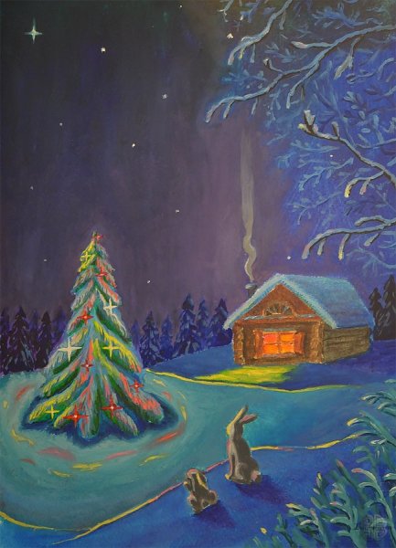 Зима гуашью