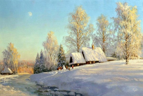 Владимир Жданов художник деревенская зима