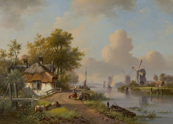 Старинная Голландия художник Корнелис спрингер 1817-1891