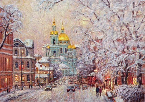 Игорь Разживин художник снег на Волхонке