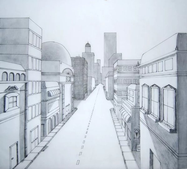Рисунок улицы карандашом