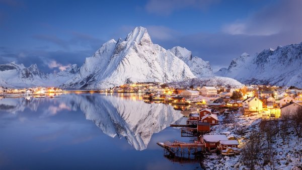 Скандинавия Лофотенские острова рассвет