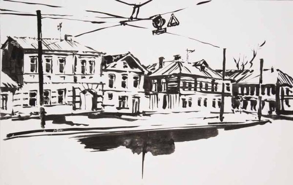 Стилизованный городской пейзаж Графика