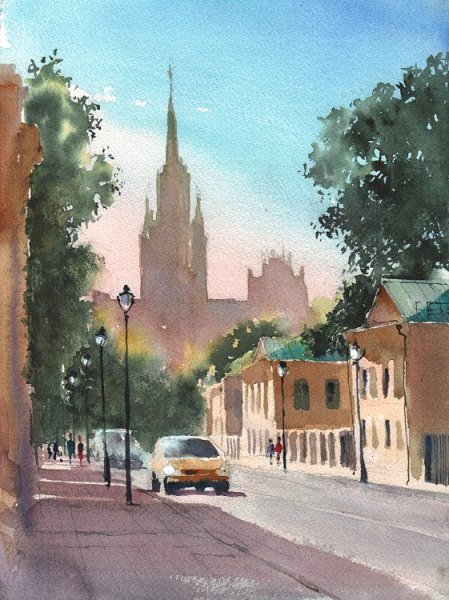 Акварель Владимира Тупоршина пейзажи города