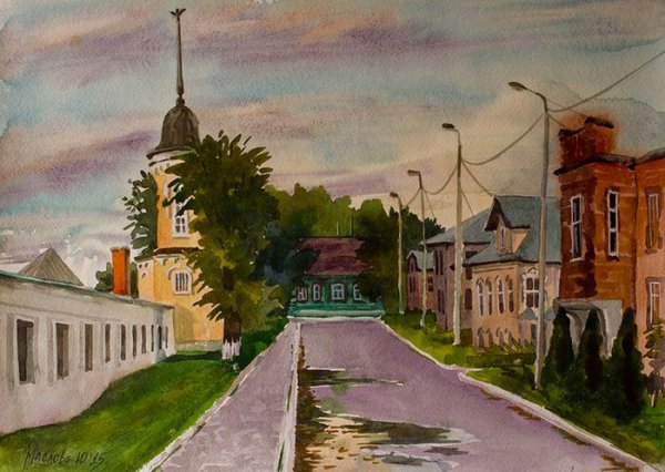 Улица в перспективе живопись