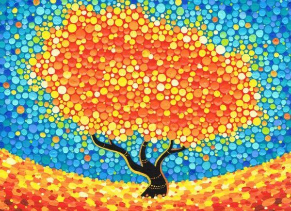 Техника пуантилизм ватными палочками