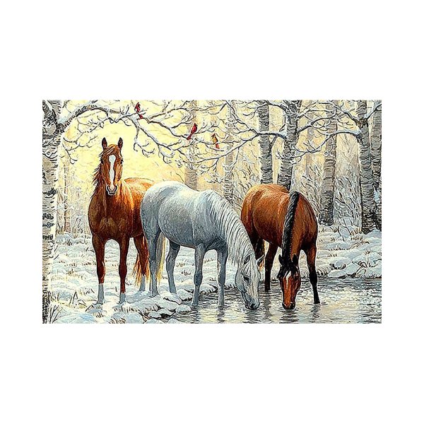 Кони на водопое картина