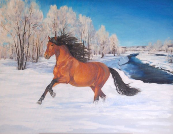 Лошади зимой в живописи