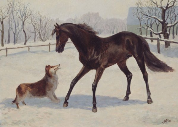 Лошади зимой в живописи