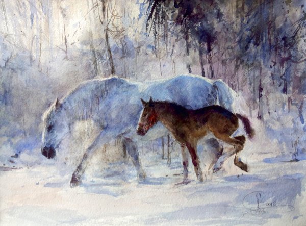 Лошади зимой в живописи