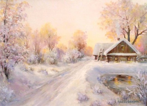 Зима в живописи Александра Самохвалова