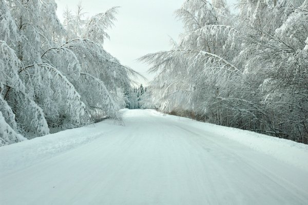 Зимняя дорога уходящая вдаль