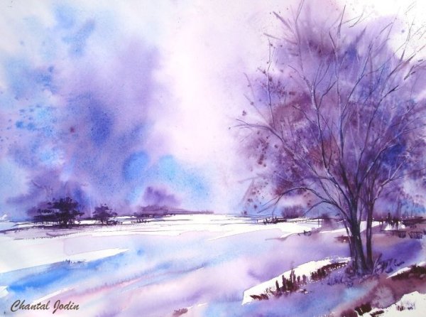 Игорь Хайков акварель зимний пейзаж