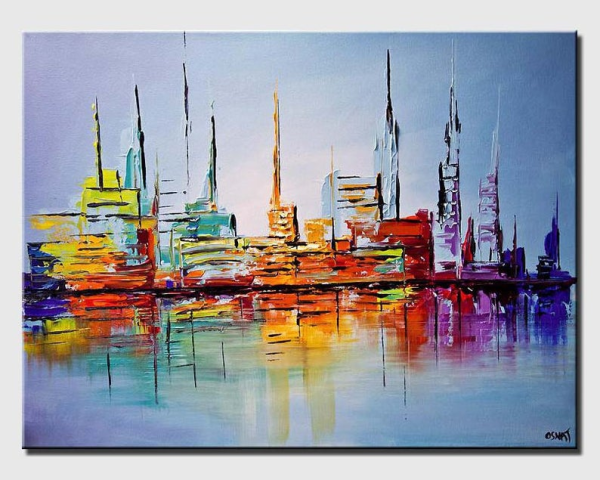 Городской пейзаж акрилом на холсте