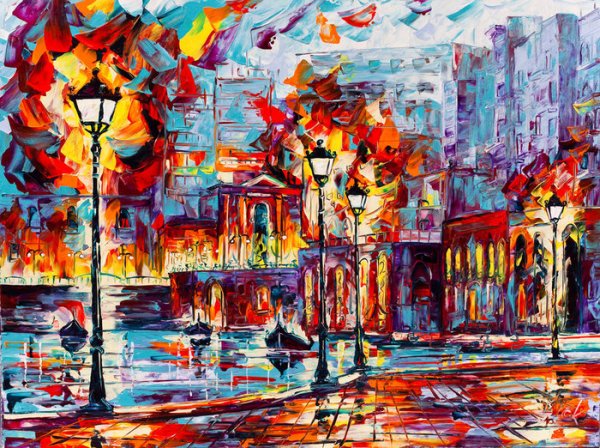 Стилизованный городской пейзаж живопись