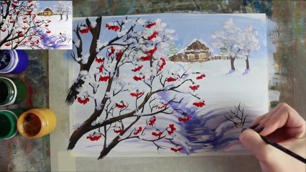 Зимний пейзаж рисунок