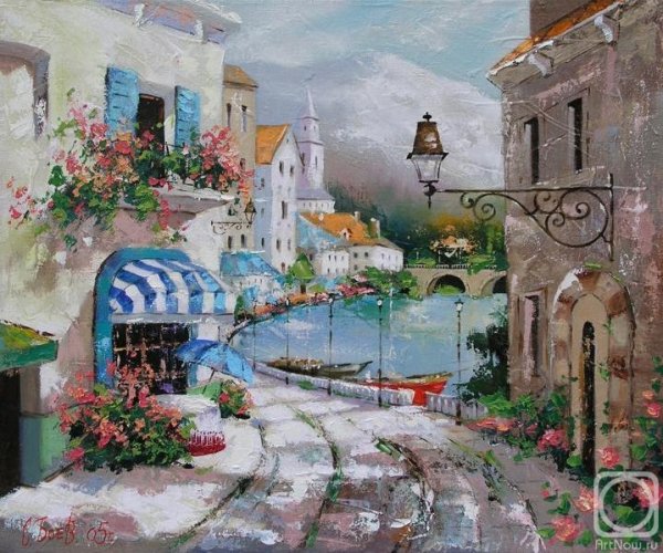 Городской пейзаж маслом на холсте