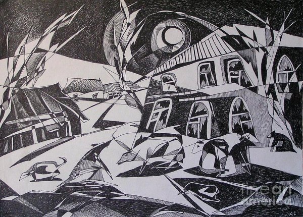 Декоративный пейзаж в графике