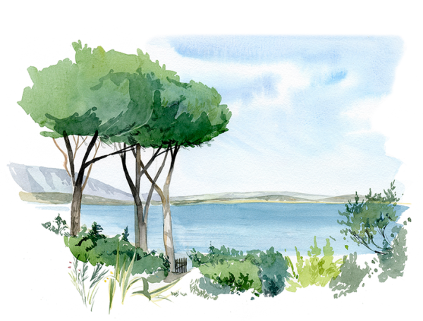 Пейзаж акварельными маркерами