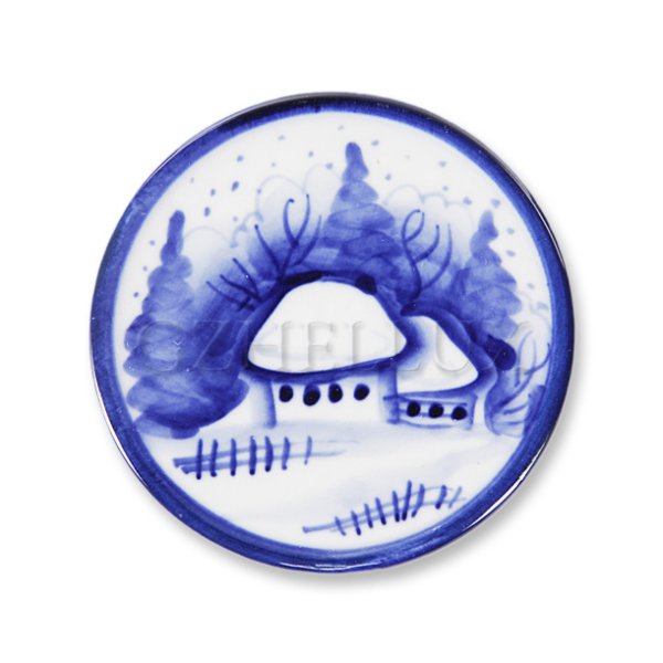 Зимний пейзаж в стиле гжельской росписи