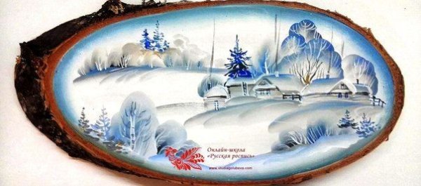 Гжельская роспись пейзаж