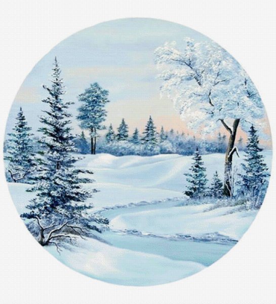 Зимний пейзаж круглый