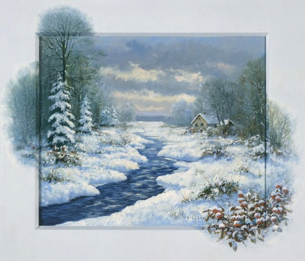 Зимний пейзаж декупаж