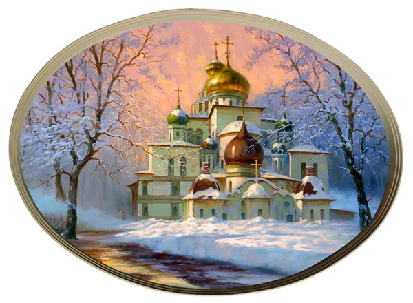 Зимний пейзаж в круге