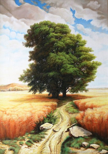 Саврасов пейзаж с дубами и пастушком