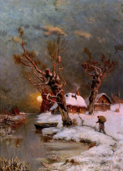 Юлий Клевер. «Закат солнца зимой». 1891 Г.