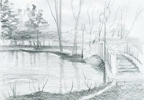 Пейзаж в графике легкий