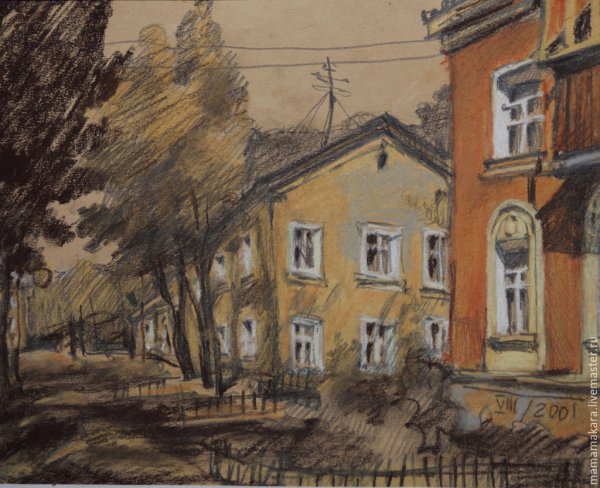 Стилизованный городской пейзаж живопись